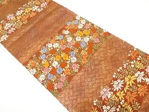 横段に菊・笹竜胆模様織り出し　袋帯